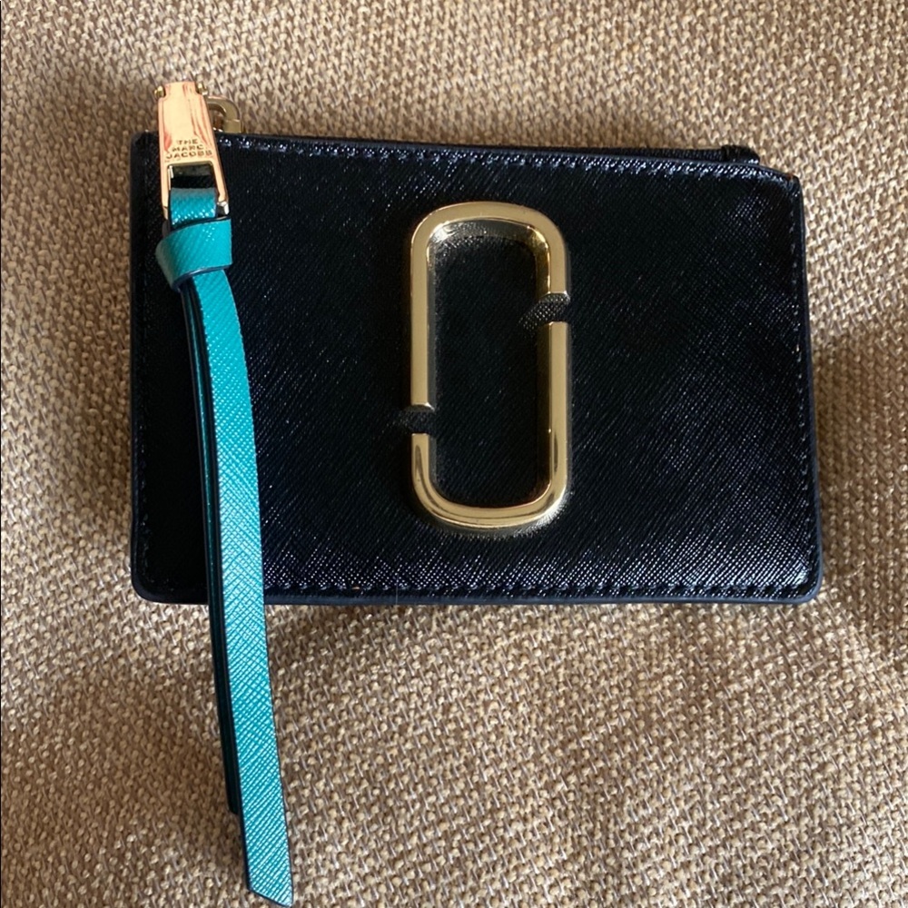 Black and Gold Wallet with Teal Strap